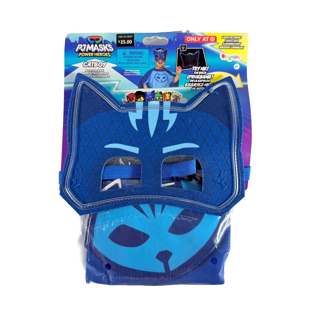 PJ Masks Catboy Power Heroes Costume Set Light-Up Mask Cape Accessory Kit New